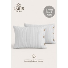 Larispera Çizgili Düğmeli 2'li Yastık Kılıfı Pamuklu Dekoratif Yastık Kılıfı 50X70 cm 8 Renk Seçeneği