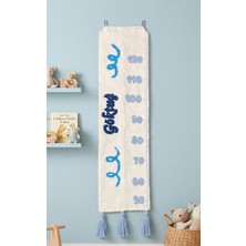 Maybi Isme Özel El Yapımı Panç (Punch) Nakışlı Bebek ve Çocuk Boy Cetveli - Kanvas Boy Ölçüm Tablosu (50-120 Cm)
