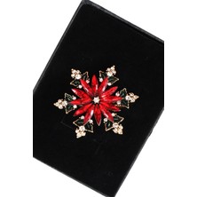 Keeba Kış Rüyası Kar Tanesi Broş Unisex Gold Renkl Kristal Taşlı Erkek Kadın Kar Taneli Yaka Iğnesi Broş