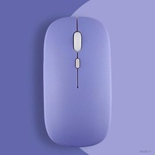 Tablet Ile Uyumlu Şarj Edilebilir Sessiz Mouse Bluetooth + 2.4Hz Wifi Kablosuz Mouse Fare Lavanta