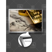 SML Tablo Dolar Altın Borsa Ekonomi Finans Benjamin Franklin Dekor Yatay Çerçeveli Kanvas Tablo