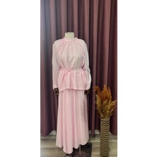 Miraydin Butik Kadın Belden Bağlamalı Oversize Müslin  Etekli Takım M2676 - Pembe