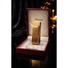 UltraMint Şık Çizgili Gold Tasarımlı Gazlı Çakmak, Lüks ve Premium Kalite
