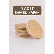 Dolkin Home Bambu Kavanoz Kapağı 4 Adet - Vakum Kapak 8 cm