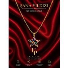 Up Atelier 925 Ayar Gümüş Renkli Zirkon Taşlı Gold Yıldızlı Kolye