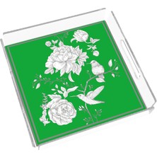 Rosivella Rose Glow Green 24X24 Pleksi Tepsi