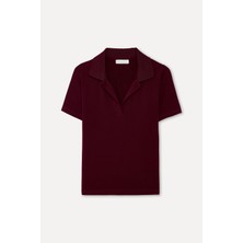 Mudo Kadın Mürdüm Polo Yaka T-Shirt
