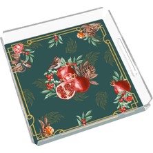Rosivella Pomegranate Green 24X24 Pleksi Tepsi