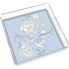 Rosivella Rose Glow Blue 24X24 Pleksi Tepsi
