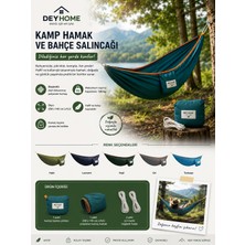 Deyhome Kamp Hamağı ve Bahçe Salıncağı 250X145 cm Taşınabilir Polyester Hamak Seti Taşıma Çantalı 120 kg