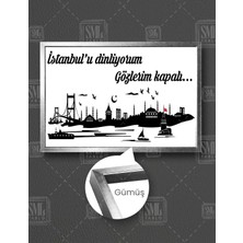 SML Tablo Istanbulu Dinliyorum Gözlerim Kapalı Yatay Çerçeveli Kanvas Tablo