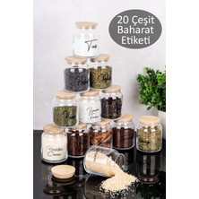 Dolkin Home 12'li Bambu Kapaklı Cam Baharatlık Seti Vakum Kapaklı Şeffaf Etiketli Baharatlık Çeyizlik Set