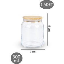 Dolkin Home Bambu Kapaklı Vakumlu 300 ml Baharatlık Kavanozu Küçük Boy Cam 1 Adet Kavanoz
