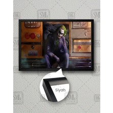 SML Tablo Otobüsün Arkasında Oturmuş Mor Elbisel Joker Batman Film Art Dekor Yatay Çerçeveli Kanvas Tablo