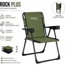 Argeus Katlanır Piknik ve Kamp Sandalyesi - Bardaklıklı - Rock Plus - Haki