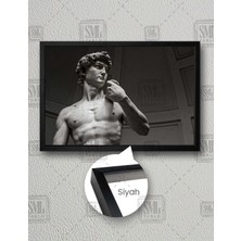 SML Tablo Michelangelo Davud Heykeli David Statues Heykel Taş Yatay Çerçeveli Kanvas Tablo