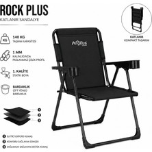 Argeus Katlanır Piknik ve Kamp Sandalyesi - Bardaklıklı - Rock Plus - Siyah