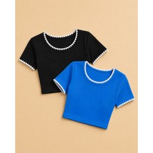 Hxa Collection Kadın Slim Fit Kaşekorse  Biyeli Crop 2'li Paket