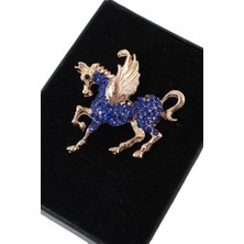 Keeba Özgür Ruhun Ifadesi Efsanevi Kanatlı Pegasus Atı Broş Gold Renkli Taşlı Erkek Kadın Yaka Iğnesi