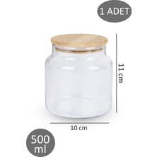 Dolkin Home Bambu Kapaklı Vakumlu 500ML Cam 1 Adet Kavanoz
