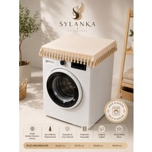 Monika Püsküllü Çamaşır Makinesi Örtüsü -  Sylanka Çeyizlik Buldan Bezi Dekoratif Banyo Makine Örtü ve Kılfı SYL09