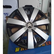 Yk Citroen C1 / C2 / C-Elysee / Berlingo / Xsara 14 Inç Uyumlu Çift Renk Jant Kapağı 4'lü Takım Amblem Hediyeli