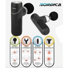 Nordica Mini Masaj Tabancası Siyah 4 Seviye Fonksiyonel Masaj Aleti Lityum Pil ile Kullanım