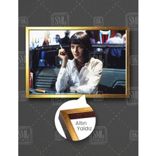 SML Tablo Pulp Fiction Uma Thurman Sigara Içen Kadın Ucuz Roman Tarantino Film Yatay Çerçeveli Kanvas Tablo