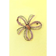Keeba Aşk Düğümü Broş Gold Renkli Kristal Taşlı Kadın Yaka Iğnesi Broş.
