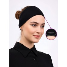 Alivascarf 2 Adet Bandana Şeklinde Bone Siyah Ekru - Kadın Tesettür Dikişsiz Geçme Iç Bone - Spor Saç Bandı