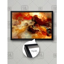 SML Tablo Renkli Bulutlar Soyut Sanat Modern Dekoratif Yatay Çerçeveli Kanvas Tablo
