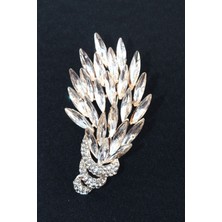 Keeba Asaletin Imzası Söğüt Yaprağı Broş Elmas Kesim Gold Dallı Kristal Taşlı Kadın Yaka Iğnesi Çiçek Broş