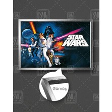 SML Tablo Star Wars Retro Işın Kılıcı Yıldız Savaşaları Dekor Film Sanat Yatay Çerçeveli Kanvas Tablo
