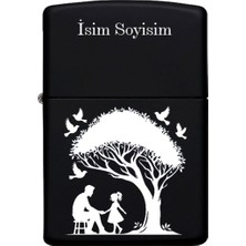 UltraMint Baba ve Kız Çocukları Için Kişiye Özel Siyah Metal Benzinli Çakmak