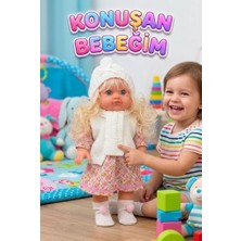 Farbu Oyuncak Lucia Girl Konuşan 35 cm - Etkileşimli Kolları Bacakları ve Kafası Et Kutulu Atkılı Oyuncak Bebek