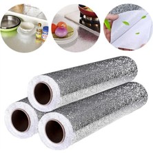 Munico 2 Adet 10METRE x 40CM Kendinden Yapışkanlı Mutfak Alüminyum Folyo Çıkartmaları Yağ ve Su Geçirmez
