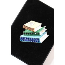 Keeba Bilgeliğin ve Tutkunun Simgesi Kitap Broş Kristal Taşlı Erkek Kadın Broş Yaka Iğnesi Kitaplı