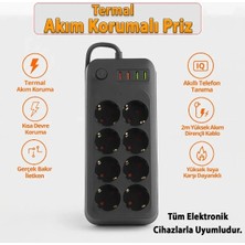 Nevamel® Termal Akım Korumalı 8 Prizli Uzatma Kablosu