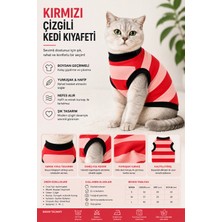 Midilla Kırmızı Çizgili Kedi Kıyafeti – Boydan Geçirmeli Yumuşak ve Rahat Kedi Tişörtü