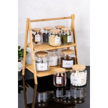 Dolkin Home 11 Parça Baharatlık Çay Şeker Kahve Tuz Kavanoz Seti Bambu Stantlı Etiketli Organizer Set