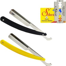 Atamanstore Berber Sakal Tıraş Usturası 2 Adet Sedef Ustura | 1 Adet Shark 5'li Tüm Yaprak Jilet Seti