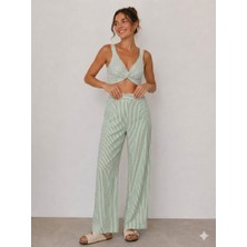 Meltem Collection Çizgili Bağlama Detaylı Müslin Crop