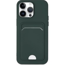 Newface Apple iPhone 14 Pro Kılıf Kelvin Kartvizitli Silikon - Koyu Yeşil