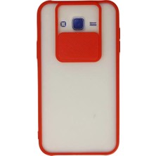 Newface Samsung Galaxy J7 Kılıf Palm Buzlu Kamera Sürgülü Silikon - Kırmızı