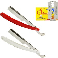 Atamanstore Berber Sakal Tıraş Usturası 2 Adet Sedef Ustura | 1 Adet Shark 5'li Tüm Yaprak Jilet Seti