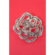 Keeba Bronz Ahenk Gül Broş, Lüks Çiçek Motifli Kristal Taşlı Kadın Yaka Iğnesi Çiçekli Broş.