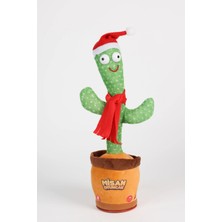 Misan Yabancı Müzikli Dans Eden Taklitçi Peluş Oyuncak Kaktüs Noel Şapkalı