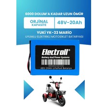 Electroll Yuki Yk-33 Mario Batarya (Standart Kapasite) Lifepo4 48V 20AH Elektrikli Motorsiklet Bataryası
