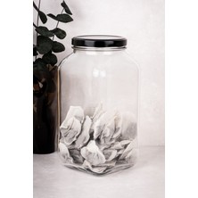 Dolkin Home 3 Litre Kavanoz Çay Şeker Etiketli 3000 ml Metal Kapaklı Cam Kavanoz