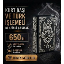 Talat Kurt Başı ve Türk Gravür Işlemeli Benzinli Çakmak